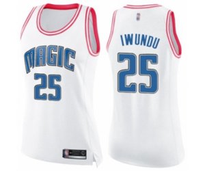 Women\'s Orlando Magic #25 Wes Iwundu Swingman White Pink Fashion Basketball Jersey