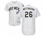 Milwaukee Brewers Jacob Nottingham White Home Flex Base Authentic Collection Baseball Player Jersey