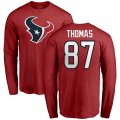 Houston Texans #87 Demaryius Thomas Red Name & Number Logo Long Sleeve T-Shirt