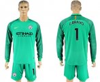 2017-18 Manchester City 1 C.BRAVO Green Goalkeeper Long Sleeve Soccer Jersey
