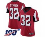 Atlanta Falcons #32 Johnathan Cyprien Red Team Color Vapor Untouchable Limited Player 100th Season Football Jersey