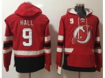 New Jersey Devils #9 Taylor Hall Red Name & Number Pullover NHL Hoodie