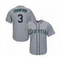 Seattle Mariners #3 J.P. Crawford Authentic Grey Road Cool Base Baseball Player Jersey