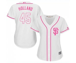 Women\'s San Francisco Giants #45 Derek Holland Authentic White Fashion Cool Base Baseball Jersey