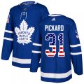 Toronto Maple Leafs #31 Calvin Pickard Authentic Royal Blue USA Flag Fashion NHL Jersey
