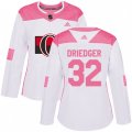 Women Ottawa Senators #32 Chris Driedger Authentic White Pink Fashion NHL Jersey