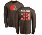Cleveland Browns #39 Terrance Mitchell Brown Name & Number Logo Long Sleeve T-Shirt