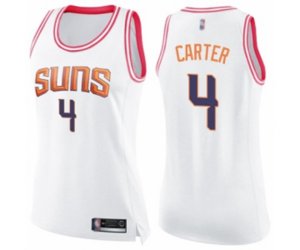 Women\'s Phoenix Suns #4 Jevon Carter Swingman White Pink Fashion Basketball Jersey