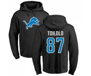 Detroit Lions #87 Levine Toilolo Black Name & Number Logo Pullover Hoodie