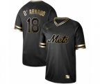 New York Mets #18 Travis d'Arnaud Authentic Black Gold Fashion Baseball Jersey