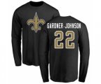 New Orleans Saints #22 Chauncey Gardner-Johnson Black Name & Number Logo Long Sleeve T-Shirt