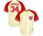 Washington Nationals #34 Bryce Harper Replica Cream Red Exclusive Baseball Jersey