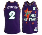 Charlotte Hornets #2 Larry Johnson Authentic Purple 1995 All Star Throwback Basketball Jersey