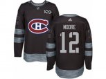 Montreal Canadiens #12 Dickie Moore Authentic Black 1917-2017 100th Anniversary NHL Jersey