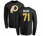 Washington Redskins #71 Charles Mann Black Name & Number Logo Long Sleeve T-Shirt