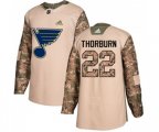 Adidas St. Louis Blues #22 Chris Thorburn Authentic Camo Veterans Day Practice NHL Jersey