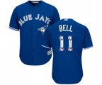 Toronto Blue Jays #11 George Bell Authentic Blue Team Logo Fashion Baseball Jersey