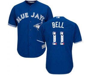 Toronto Blue Jays #11 George Bell Authentic Blue Team Logo Fashion Baseball Jersey