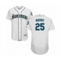 Seattle Mariners #25 Dylan Moore White Home Flex Base Authentic Collection Baseball Player Jersey