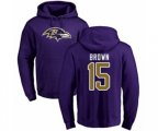 Baltimore Ravens #15 Marquise Brown Purple Name & Number Logo Pullover Hoodie