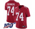 New York Giants #74 Mike Remmers Red Limited Red Inverted Legend 100th Season Football Jersey