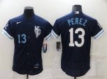 Kansas City Royals #13 Salvador Perez Number 2022 Navy City Connect Flex Base Stitched MLB Jersey