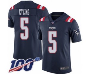 New England Patriots #5 Danny Etling Limited Navy Blue Rush Vapor Untouchable 100th Season Football Jersey