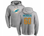 Miami Dolphins #60 Robert Nkemdiche Ash Name & Number Logo Pullover Hoodie