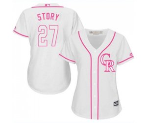 Women\'s Colorado Rockies #27 Trevor Story Authentic White Fashion Cool Base Baseball Jersey