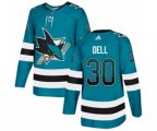 Adidas San Jose Sharks #30 Aaron Dell Authentic Teal Drift Fashion NHL Jersey