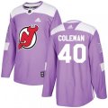 New Jersey Devils #40 Blake Coleman Authentic Purple Fights Cancer Practice NHL Jersey