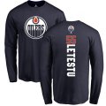 Edmonton Oilers #55 Mark Letestu Navy Blue Backer Long Sleeve T-Shirt
