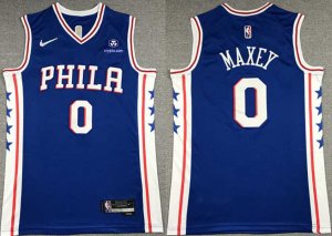 Philadelphia 76ers #0 Tyrese Maxey Royal 75th Anniversary Icon Edition Swingman Stitched Jersey