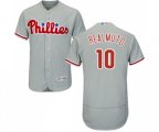 Philadelphia Phillies #10 J. T. Realmuto Grey Road Flex Base Authentic Collection Baseball Jersey