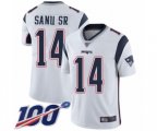 New England Patriots #14 Mohamed Sanu Sr White Vapor Untouchable Limited Player 100th Season Football Jersey