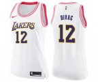 Women's Los Angeles Lakers #12 Vlade Divac Swingman White Pink Fashion Basketball Jersey