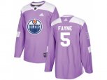Edmonton Oilers #5 Mark Fayne Purple Authentic Fights Cancer Stitched NHL Jersey