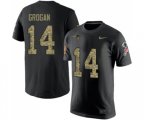 New England Patriots #14 Steve Grogan Black Camo Salute to Service T-Shirt