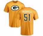 Green Bay Packers #51 Kyler Fackrell Gold Name & Number Logo T-Shirt