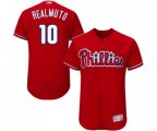 Philadelphia Phillies #10 J. T. Realmuto Red Alternate Flex Base Authentic Collection Baseball Jersey