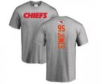 Kansas City Chiefs #95 Chris Jones Ash Backer T-Shirt
