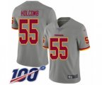 Washington Redskins #55 Cole Holcomb Limited Gray Inverted Legend 100th Season Football Jersey