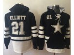 Dallas Cowboys #21 Ezekiel Elliott Navy Blue White Name & Number Pullover NFL Hoodie