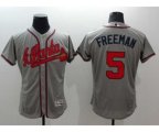 Atlanta Braves #5 Freddie Freeman Majestic Gray Flexbase Authentic Collection Player Jersey