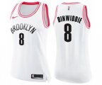 Women's Brooklyn Nets #8 Spencer Dinwiddie Swingman White Pink Fashion Basketball Jersey