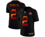 Pittsburgh Steelers #2 Mason Rudolph Men's Black Red Orange Stripe Vapor Limited NFL Jersey