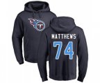 Tennessee Titans #74 Bruce Matthews Navy Blue Name & Number Logo Pullover Hoodie