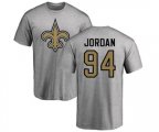 New Orleans Saints #94 Cameron Jordan Ash Name & Number Logo T-Shirt