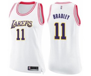 Women\'s Los Angeles Lakers #11 Avery Bradley Swingman White Pink Fashion Basketball Jersey