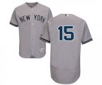 New York Yankees #15 Thurman Munson Grey Road Flex Base Authentic Collection Baseball Jersey